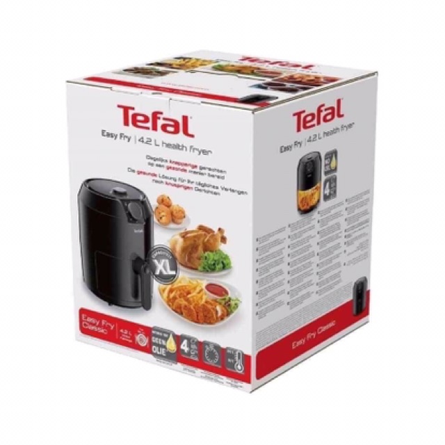 (HÀNG CHÍNH HÃNG ĐỨC) Nồi chiên không dầu Tefal XL EY2018(đen), EY2015 (đỏ)- 4,2 lít chiên, nướng gà nguyên con