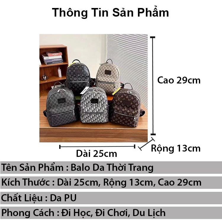 Balo da lv nam nữ đi học IRRY cặp mini nam nữ thời trang unisex da pu cao cấp chống nước