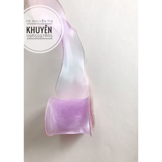 Ruy băng voan bèo cầu  vồng viền kim tuyến