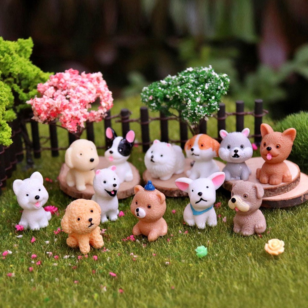 Đồ trang trí Chú Chó Mini Bằng Nhựa Resin Dễ Thương Dùng Trang Trí Vườn