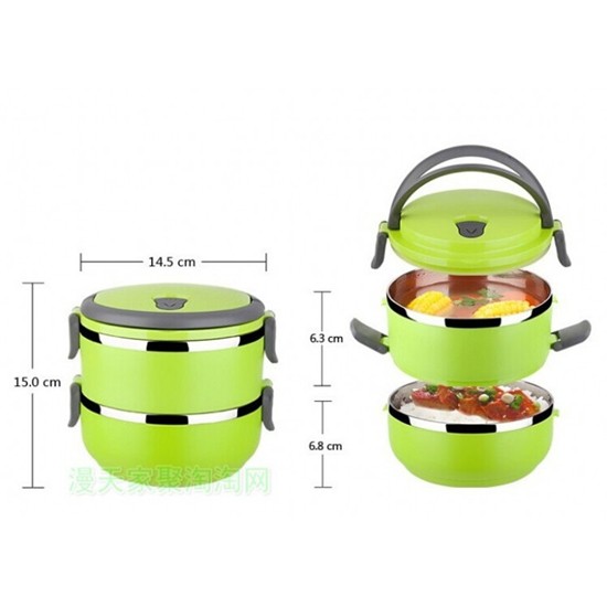 Cặp Lồng Đựng Cơm Inox 2 Tầng- 1.4 Lít nắp hút chân không (giao màu ngẫu nhiên) | BigBuy360 - bigbuy360.vn