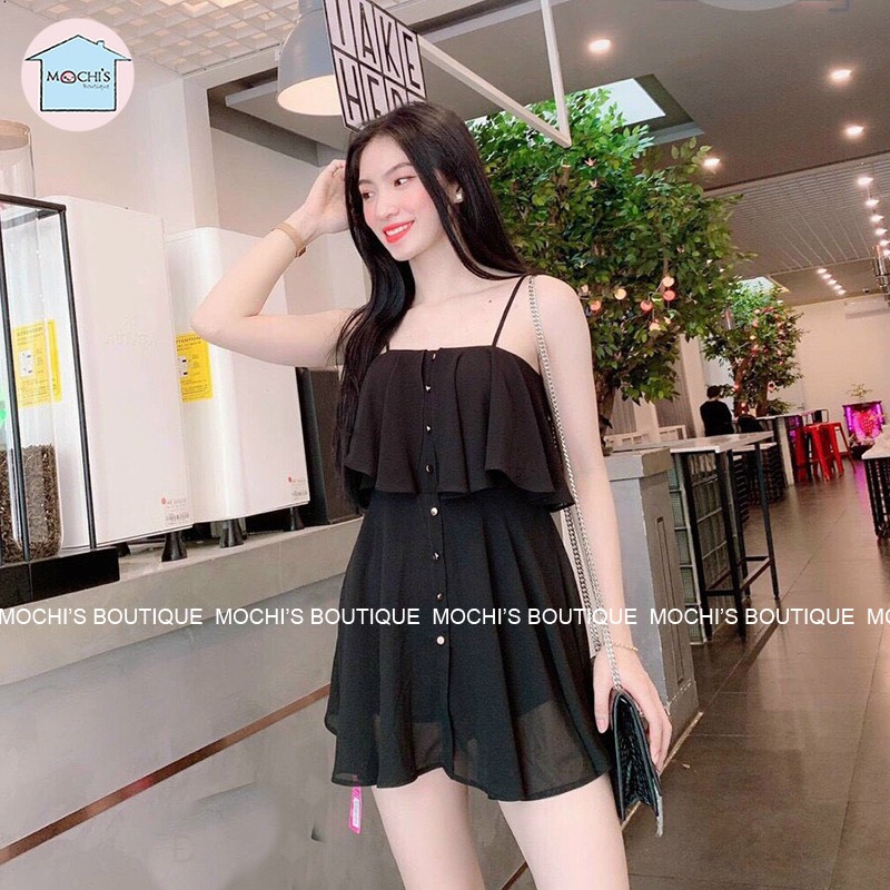 Bộ áo liền quần nữ ngắn áo 2 dây, mẫu jumpsuit vải voan mát mẻ, tiện lợi, quần ống rộng cực đẹp-m054 | BigBuy360 - bigbuy360.vn