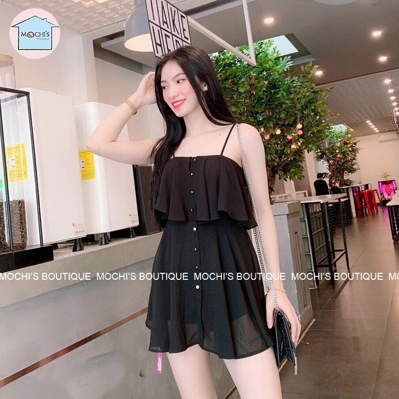 Bộ áo liền quần nữ ngắn áo 2 dây, mẫu jumpsuit vải voan mát mẻ, tiện lợi, quần ống rộng cực đẹp-m054