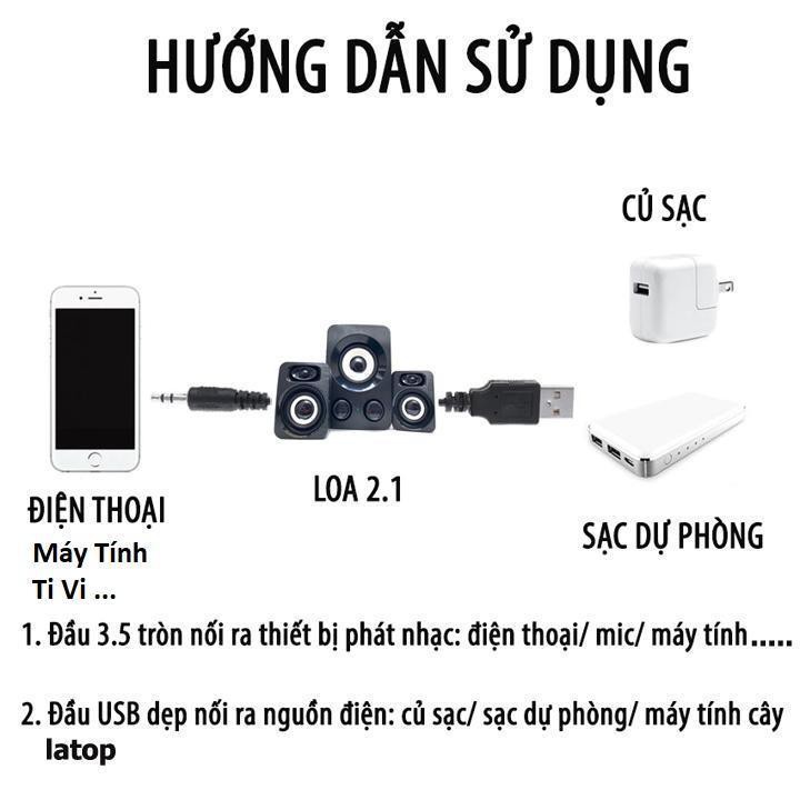 Loa mini 2.1 vi tính TREBLE sang trọng, chất âm hay, loa vi tính Q7 xuất sắc