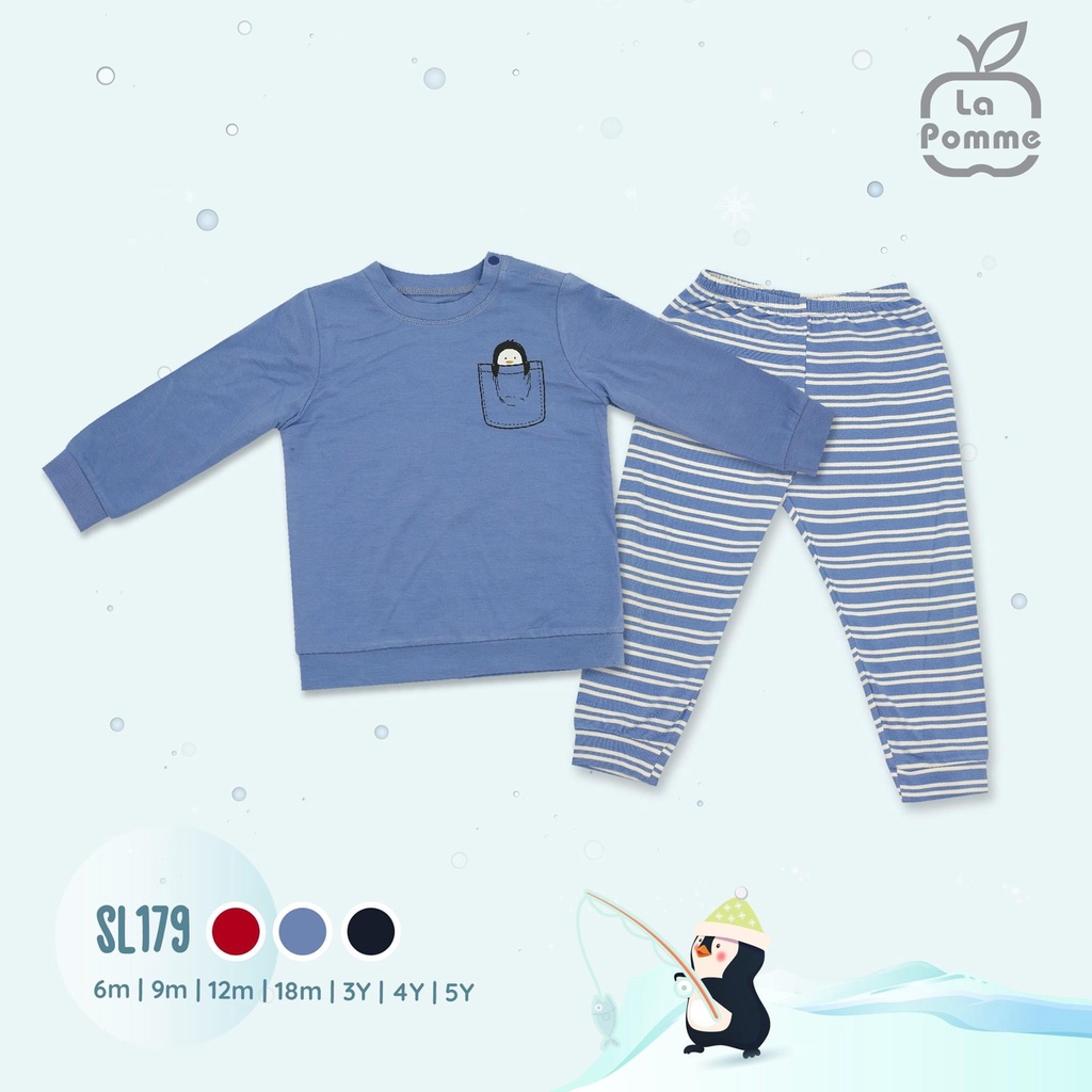 [Lapomme sale 2021] SL179 Bộ dài tay túi Cánh cụt Lapomme cho bé trai bé gái