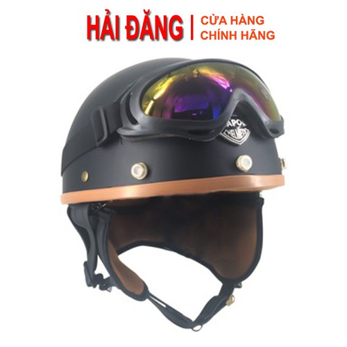 Combo Kính UV400 Mũ Bảo Hiểm Nữa Đầu Cho Xe Moto Napoli Haley N04 - Bảo Hành 12 Tháng