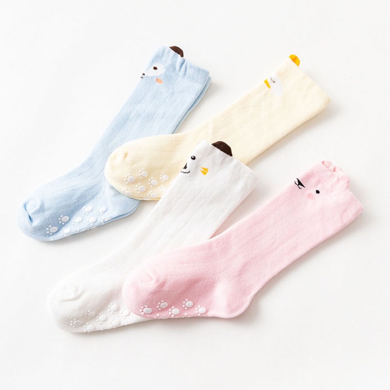 Vớ cotton dài đến đầu gối họa tiết động vật hoạt hình dễ thương cho bé từ 1-3 tuổi