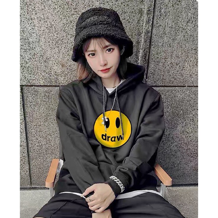 Áo hoodie nỉ nam nữ Drew hot trend Cheapy phom rộng mũ 2 lớp màu trắng cam đen ghi xanh local brand giá rẻ hàn quốc C580