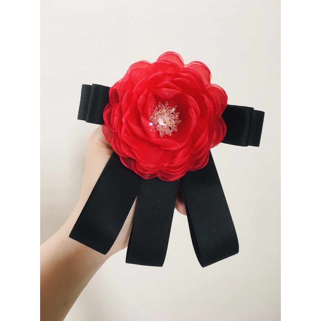 Hoa cài áo đính nơ handmade ( ảnh thật 100%)