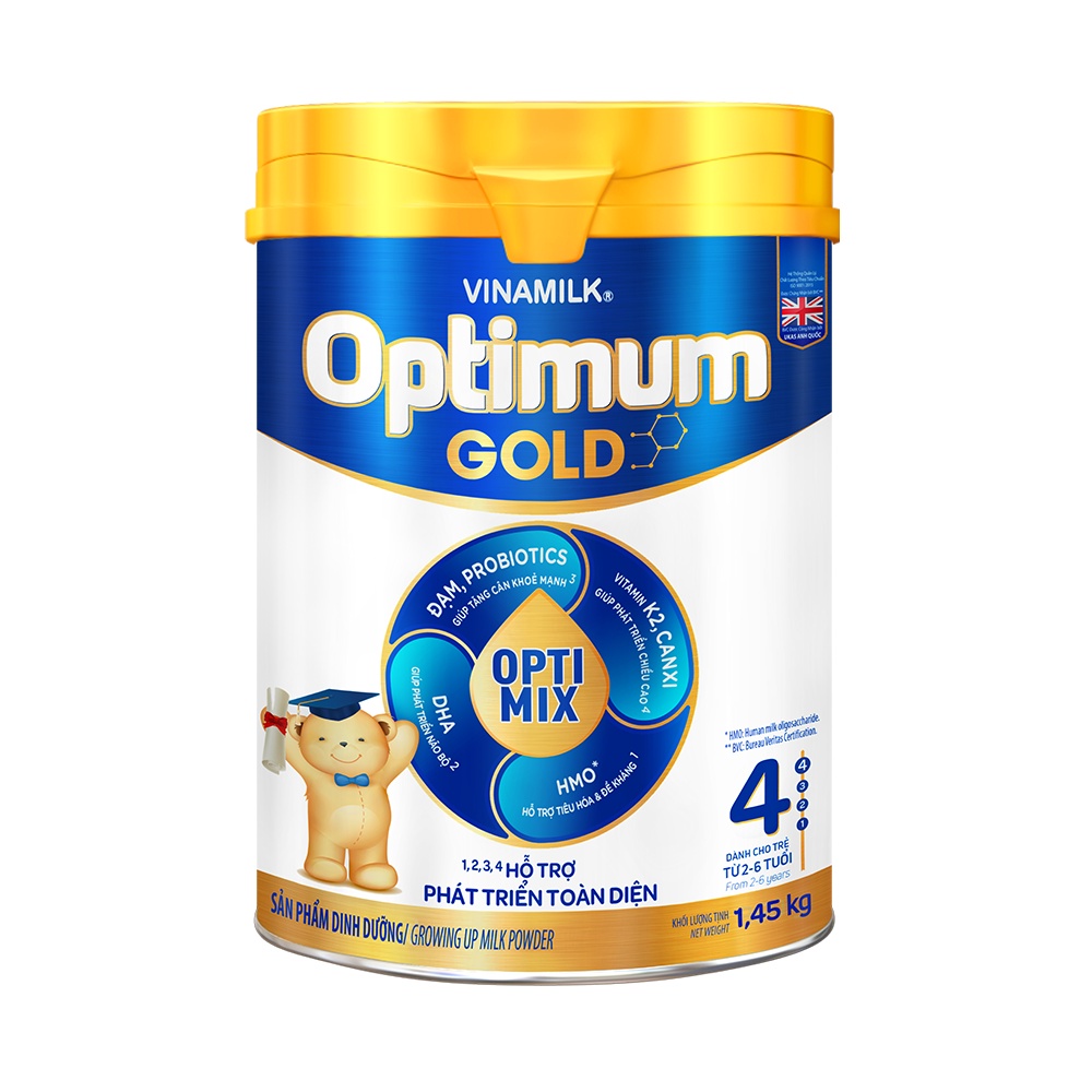 Sữa bột Optimum Gold 4 hộp thiếc 1450g