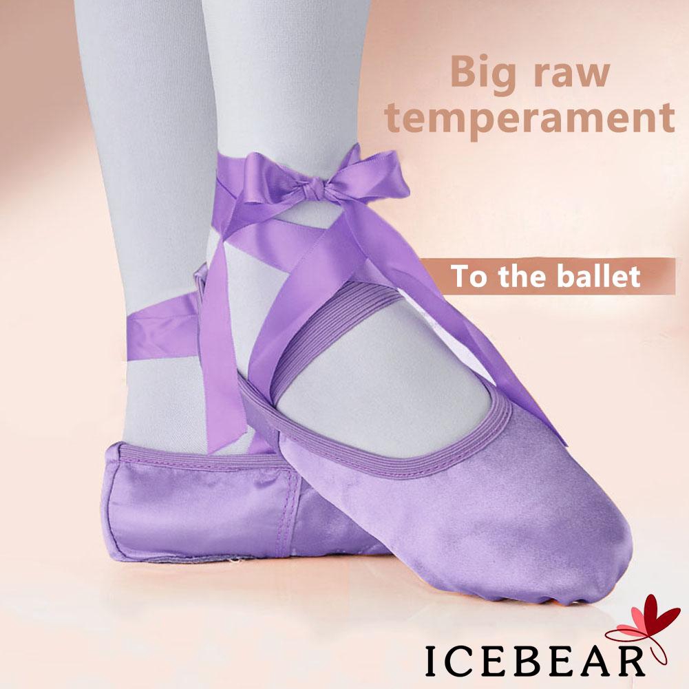 Giày múa ballet phối dây ruy băng cho bé gái