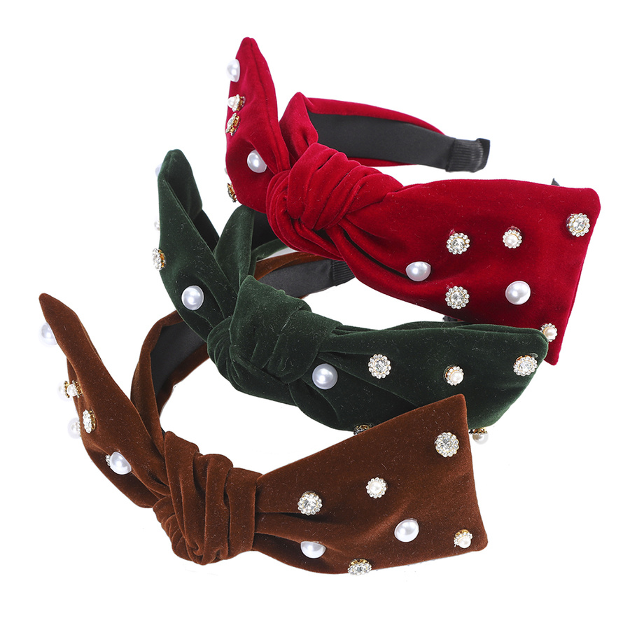 Băng đô vải nhung thiết kế hình nơ đính đá xinh xắn đáng yêu