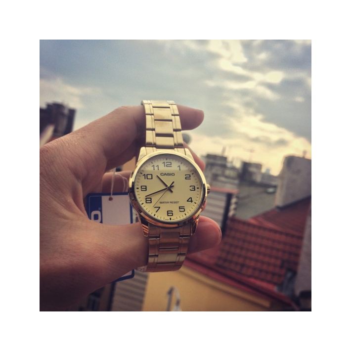 ĐỒNG HỒ NAM CASIO MTP-V001G-9BUDF Dây kim loại vàng - Mặt số vàng - Chống nước 30 mé