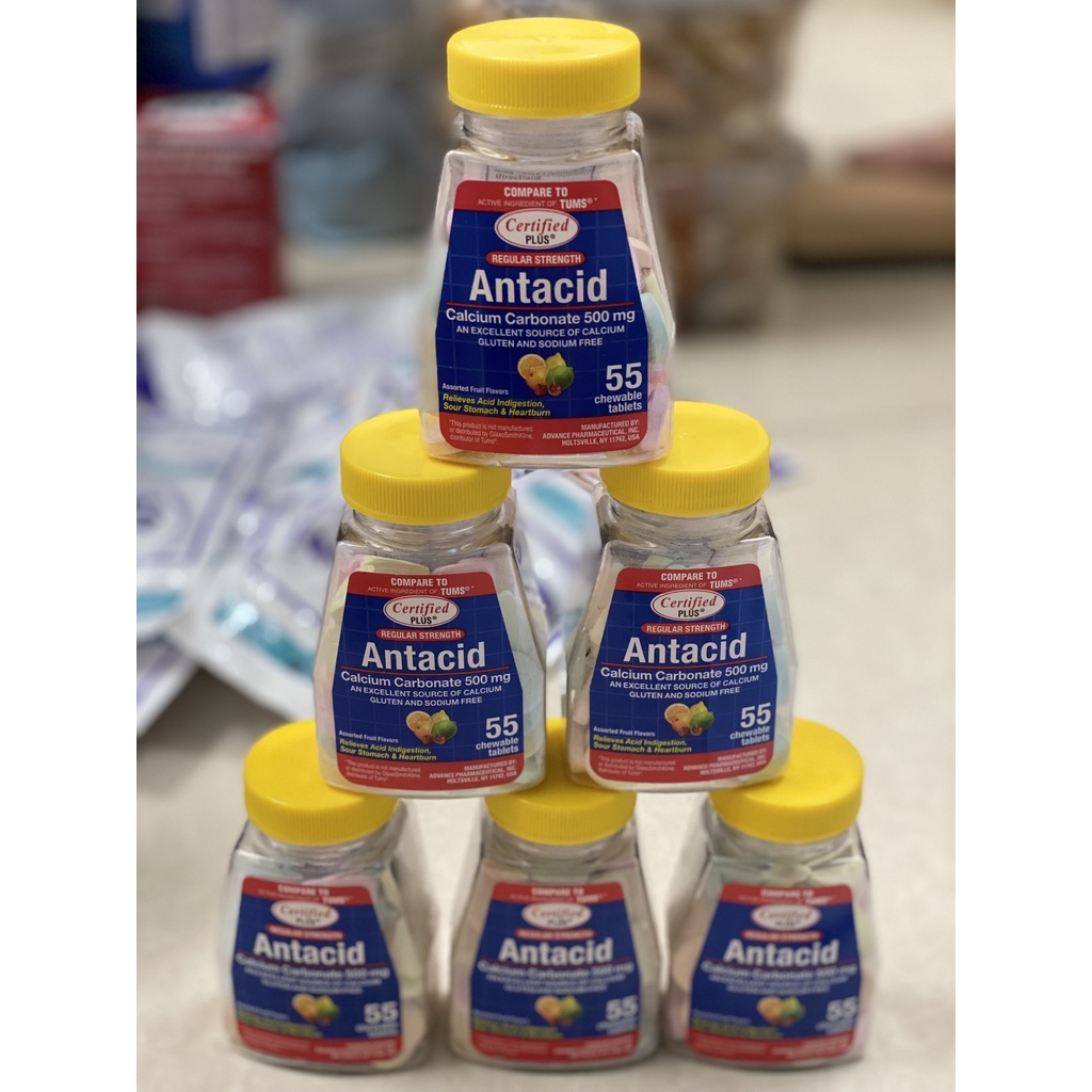Kẹo nhai giảm trào ngược axit, ợ nóng ANTACID Calcium Carbonate 500mg