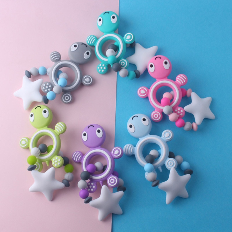 Đồ Chơi Vòng Silicone Nhai Gặm Hình Rùa Dành Cho Trẻ Sơ Sinh