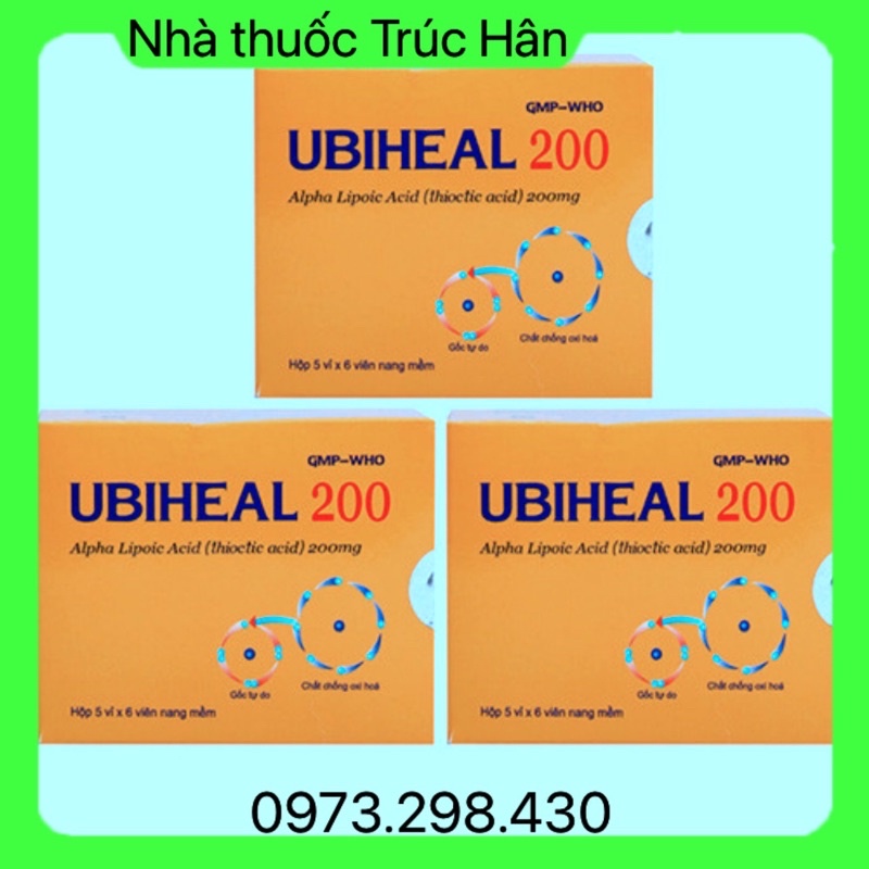 Ubiheal 200 , chống lão hóa mạnh, hỗ trợ giảm biến chứng thần kinh trong đái tháo đường hộp 30 viên