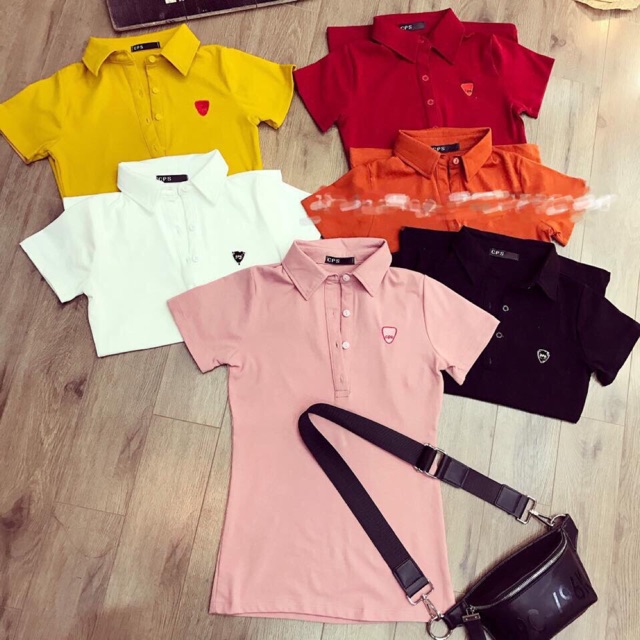 Áo thun cổ bẻ tay cộc, Áo phông trơn tag ngực ngắn tay vải cotton co giãn CS1712 - NhiNhi Shop | BigBuy360 - bigbuy360.vn