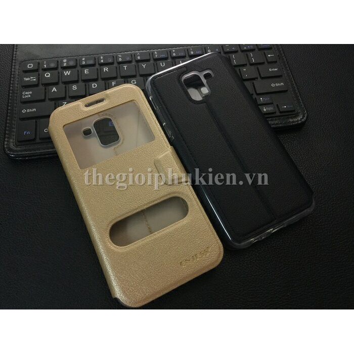 [Mã ELFLASH5 giảm 20K đơn 50K] Bao da Samsung Galaxy J6 2018 hiệu Onjess