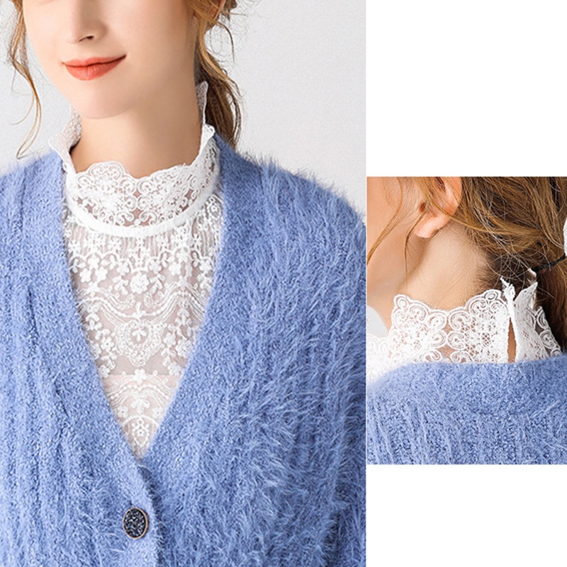 Cổ Áo Giả Viền Cong In Họa Tiết Hoa Có Thể Tháo Rời Cho Nữ