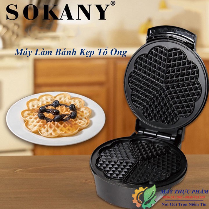 Máy làm bánh Waffle, Nướng bánh kẹp tổ ong đơn Sokany