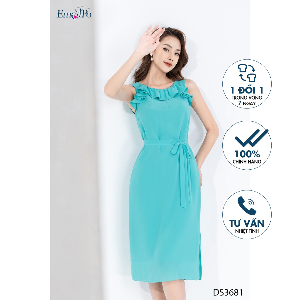 Đầm suông Emspo bèo ngực, đai buộc rời DS3681