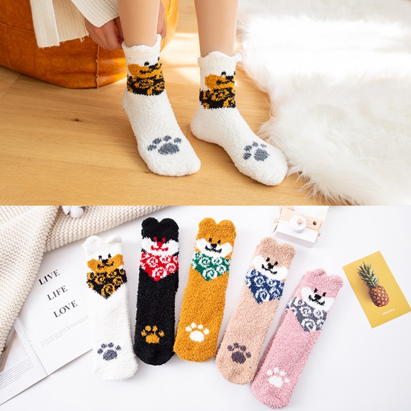 XIXI Vớ Sợi Nhỏ Dày Dặn Ấm Áp Họa Tiết Chú Chó Tai Mèo 3D Dễ Thương Thời Trang Mùa Đông Cho Nữ