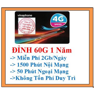 Đầu 09- Sim Vina Gói D60G - VD89 lên gói 1 năm (60GB data tốc độ cao/tháng, gọi nội mạng tẹt ga với 1.500 phút)