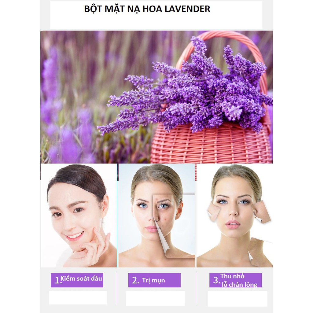 Bột Mặt Nạ Dẻo Collagen Hoa Lavender (hoa oải hương), Kiểm Soát dầu, Giảm mụn - Handmade - B3.007 | BigBuy360 - bigbuy360.vn