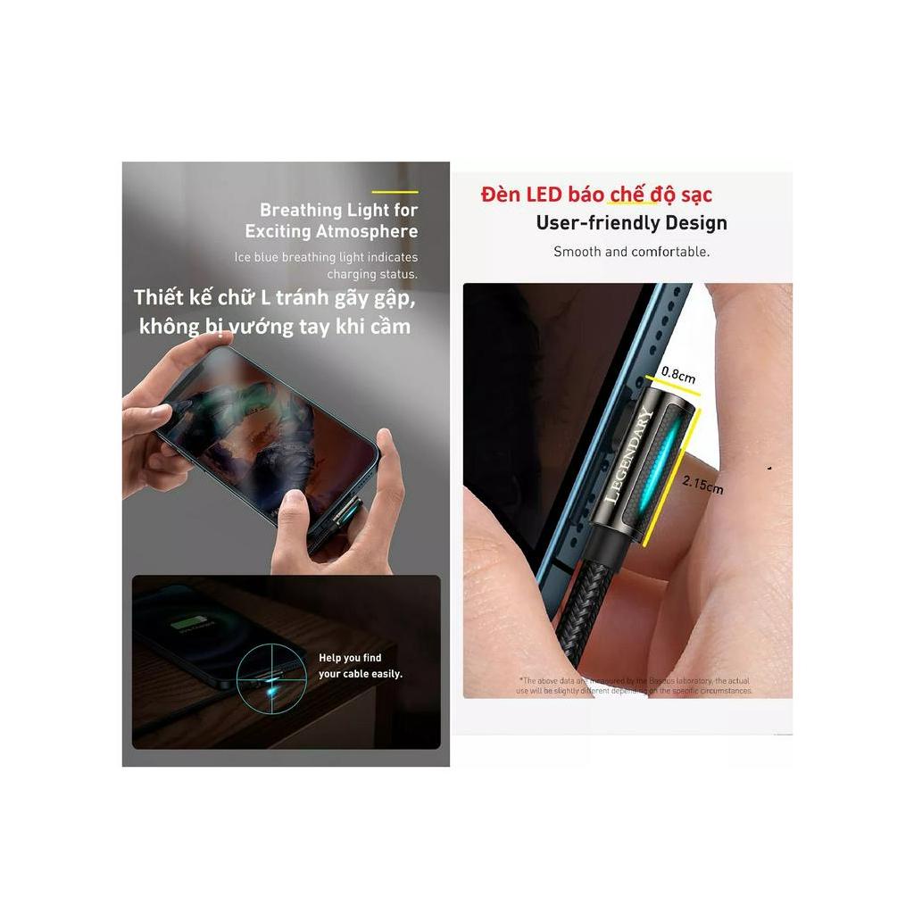 Cáp sạc và dữ liệu usb-iP dòng sạc 2.4A Baseus Legend Series
