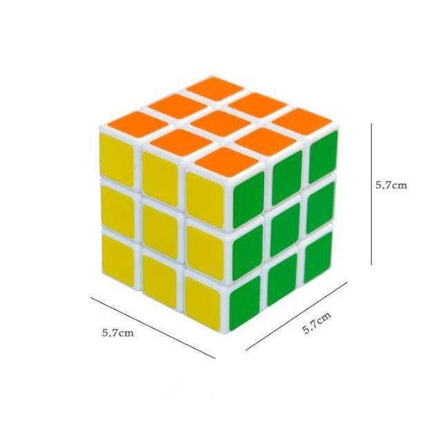 Đồ chơi Rubik 3x3 có Viền Trắng + Tặng kèm 1 Rubik 3x3 Móc Khóa Chơi Được - Rubik Xoay Trơn Mượt, Không Rít, Độ Bền Cao