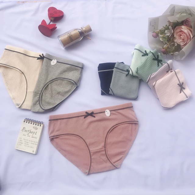 [Mã 12FASHIONSALE1 giảm 10K đơn 50K] Quần lót nữ cotton tăm tre đính nơ gân 2 mặt siêu thấm hút mồ hôi QC39 | BigBuy360 - bigbuy360.vn