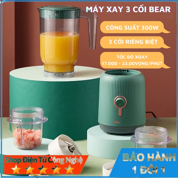 Máy xay sinh tố Bear 3 cối, máy xay đa năng 3 in 1 LLJ-C10P1