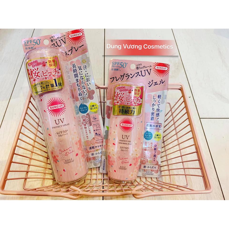 Kem Chống Nắng Kose Hoa Anh Đào Suncut UV Perfect Gel Sakura & Peach SPF50+ PA