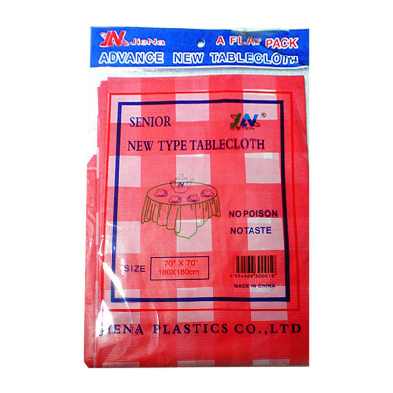 Red Plaid Disposable Plastic Tablecloth 160*160CM Picnic Party Tablecloth