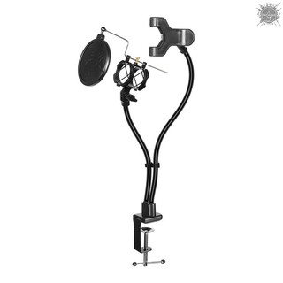 Giá đỡ micro và kẹp điện thoại để bàn hỗ trợ live stream / hát karaoke