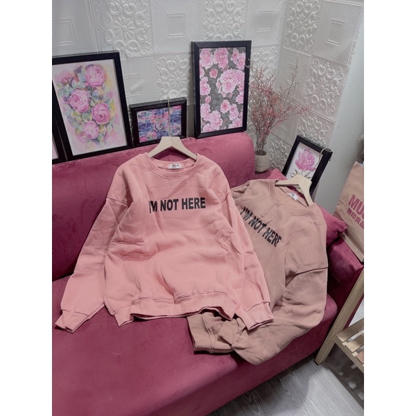Áo nỉ hoodies cổ tròn in chữ