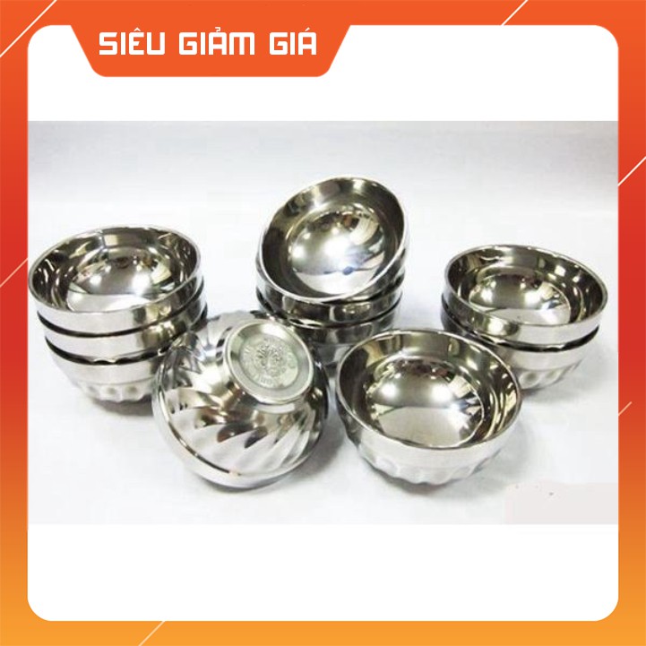 cung cấp sỉ lẻ {Sỉ} combo 10 Bát cơm inox xoắn 2 lớp {shop yêu thích} hàng chuẩn đẹp dễ dùng