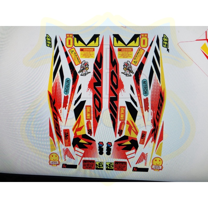 ( Quí khách vui lòng mang ra tiệm cho thợ dán ) Tem sonic 150 trắng