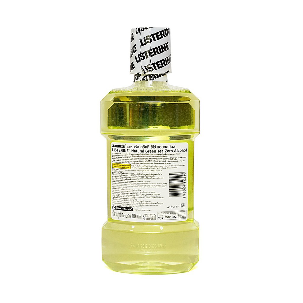 Nước súc miệng ngừa sâu răng Listerine natural greentea trà xanh 750ml