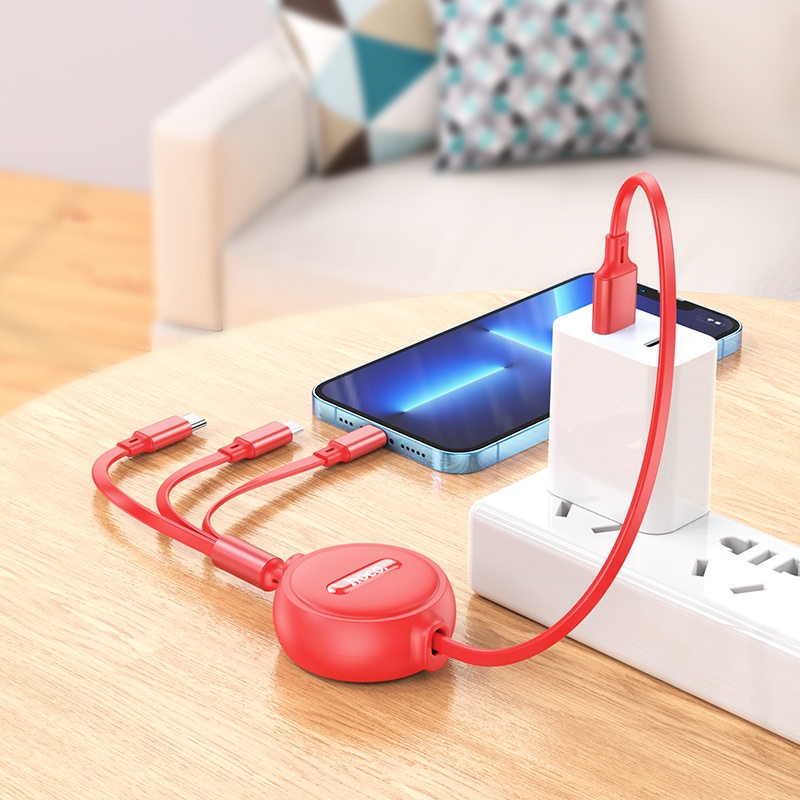 Cáp sạc HOCO X75 3 trong 1 nối USB loại C thích hợp cho iP 13 12 11 Pro Max Notebook Air Mini Xiaomi 12 11
