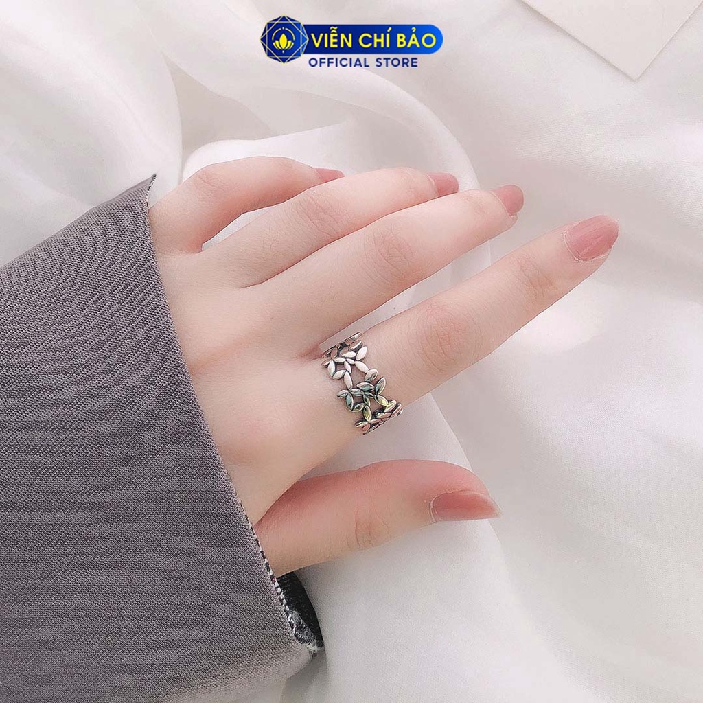 Nhẫn bạc nữ hình hoa lá bản hở chất liệu bạc Thái 925 thời trang phụ kiện trang sức nữ Viễn Chí Bảo N000026