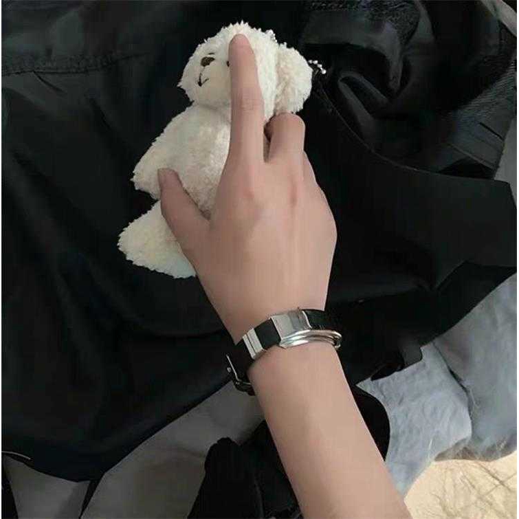 Vòng Tay Silicon Phối Thép Titan Thời Trang Cho Nam Nữ