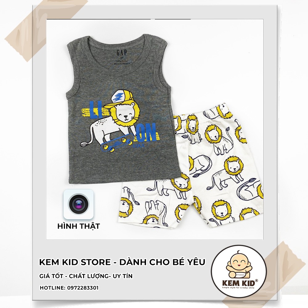 Bộ GAP ba lỗ in hình phối màu, thấm hút, mát mẻ cho bé yêu