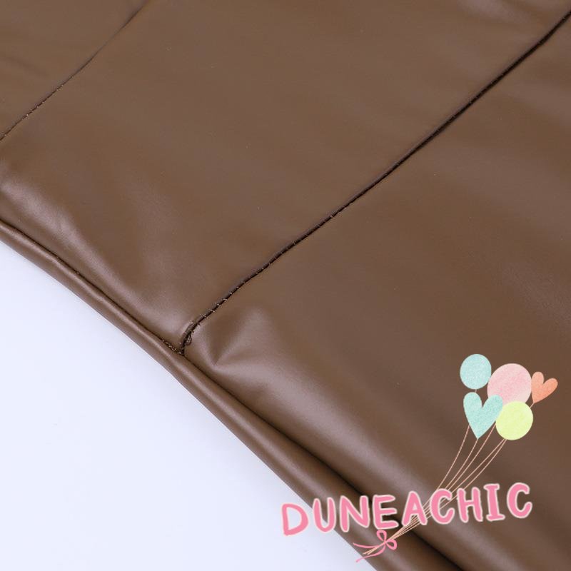 DUNEA Đầm da pu không tay xẻ tà phong cách đường phố cá tính cho nữ