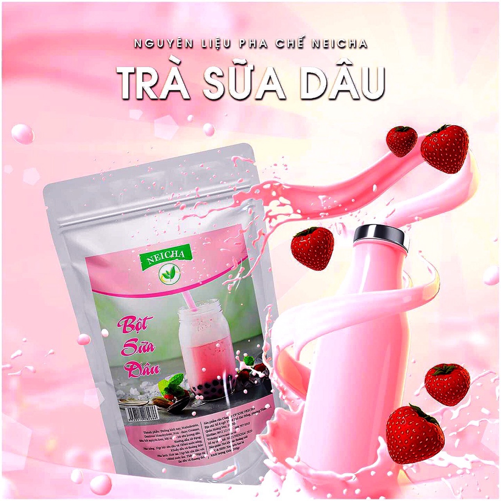 Bột Sữa Neicha Vị Dâu/ Nguyên liệu pha trà sữa PHA SẴN SIÊU NHANH, thơm ngon béo ngậy.