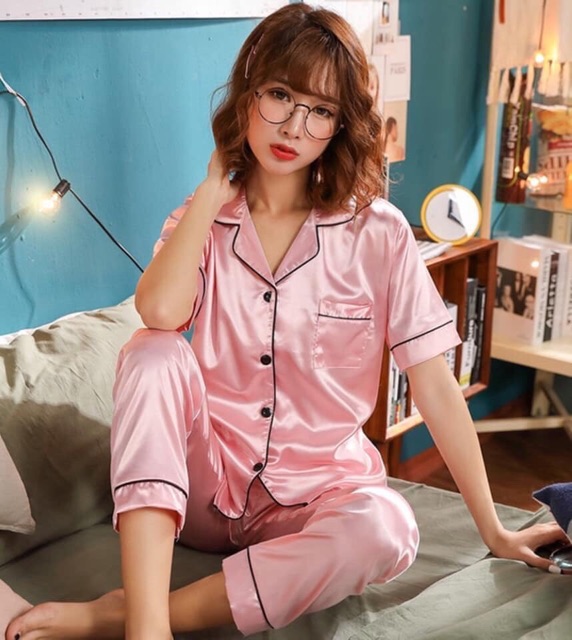Bộ ngủ lụa cộc tay quần dài | BigBuy360 - bigbuy360.vn