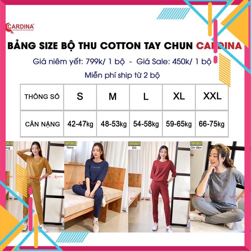 Đồ bộ nữ CARDINA quần dài tay lỡ bộ chun chất cotton cao cấp