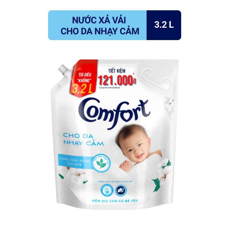 Nước Xả Vải Comfort Hương Nước Hoa Thiên Nhiên Túi 3,2L