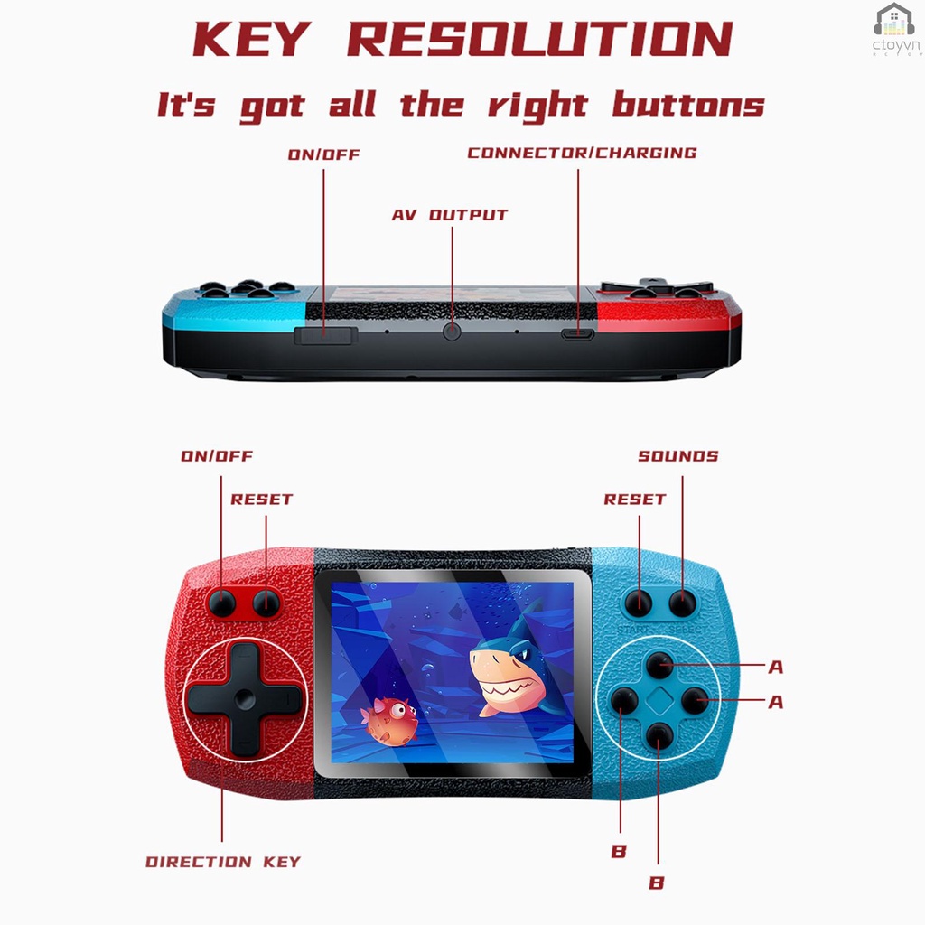 Máy chơi game cầm tay G620 3.0 inch tích hợp 500 trò chơi điện tử màn hình màu sạc pin 1000mah