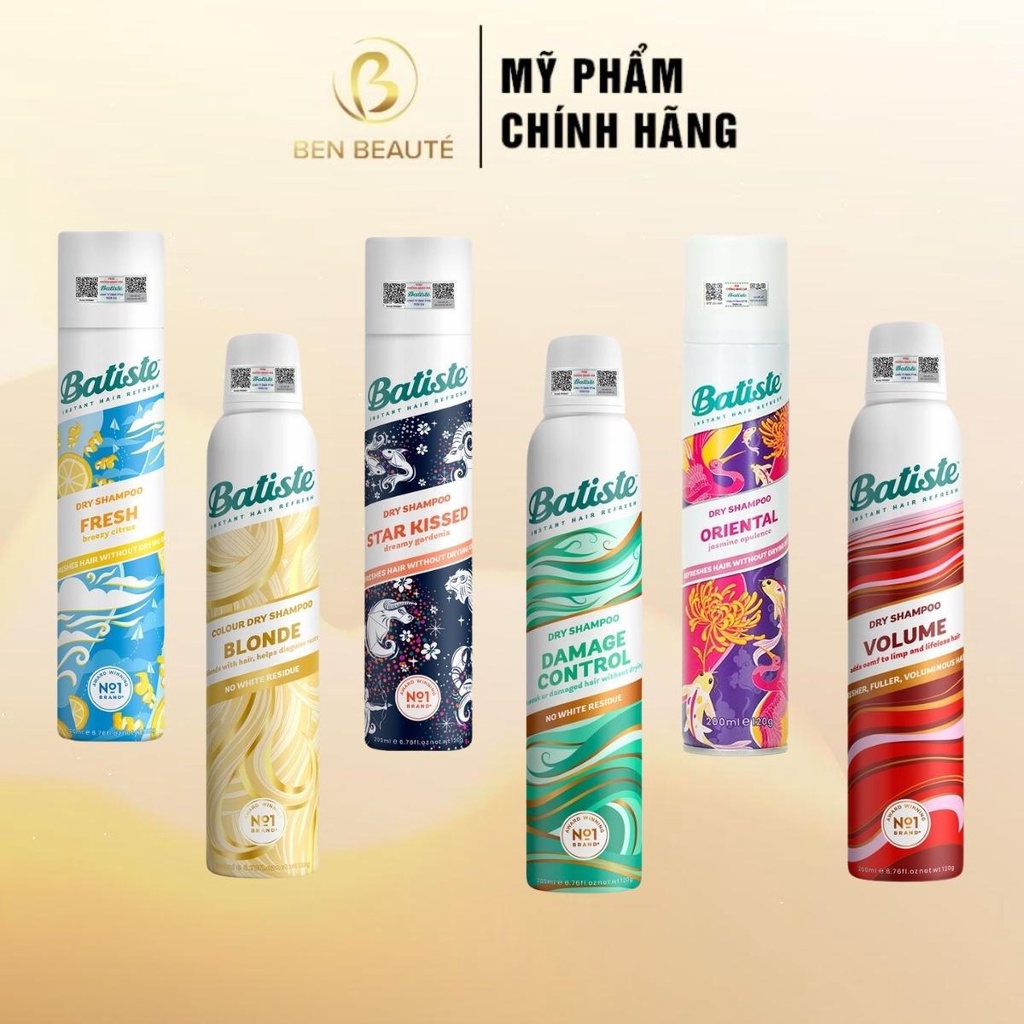Dầu Gội Khô Batiste Dry Shampoo 200ml